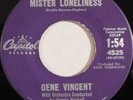 rockabilly teen 45 RPM GENE VINCENT Mister Loneliness CAPITOL HEAR VG+ if you wa