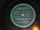 *PRIVATE DOO WOP* CALIFORNIANS Alone *HEAR* Very Rare Unknown Eerie 78 RPM