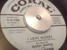 TERESA BREWER & MICKEY MANTLE 45 RPM Coral PROMO Love Mickey NY YANKEES