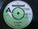 JOE SIMON No Sad Songs NORTHERN SOUL *DEMO* 1968 1st MONUMENT (mon 1014) EX