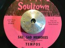 NORTHERN SOUL 45 - THE TEMPOS - SAD MEMORIES /instrumental Soultown OG Hear