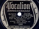 HENRY “RED” ALLEN: Here’s Love in Eye VOCALION 3389 Jazz 78 E