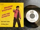 Shakin’ Stevens And The Sunsets 7” GET BACK JOHN -WHITE LABEL PROMO - ITALY 1982