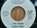 Rickie Page   I Cry Inside   Epic   Promo  1965   7