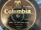 Columbia 15399D Elery Cash WON'T YOU COME BACK TO ME  78 rpm  Country E- 1929