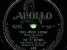 FIVE ROYALES (Laundromat Blues / Too Much Lovin') R&B/SOUL 78  RPM  RECORD