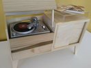Tiny custom furniture - RSD3 8ban three 3 inch mini record player Handmade in US