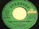 DOO WOP 45 RPM RECORD BY-RUBY WHITAKER & THE CHESTNUTS-WHO KNOWS BETTER THAN I
