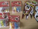 RARE COMPLETE SET OF 5 BEATLES PENNANTS AND 4 PACKS OF BEATLES FIGURINES MIP