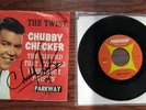 ORIGINAL CHUBBY CHECKER SIGNED THE TWIST PARKWAY 45 RPM VINYL & PICTURE SLEEVE