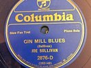 JOE SULLIVAN Gin Mill Blues COLUMBIA BLUE WAX 78 2876-D 1933 jazz piano E+