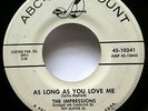 IMPRESSIONS 45 Gypsy Woman / As Long as you ABC promo Northern Soul VG+   c3822
