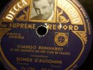 Django Reinhardt  Decca photo label 9244 Jazz Guitar 78 rpm