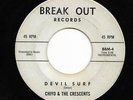 Rare Surf 45 CHIYO & THE CRESCENTS Devil Surf/Pink Dominos HEAR Break Out