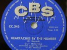 GUY MITCHELL - HEARTACHES BY THE NUMBER - SOUTH AFRICA - 78 RPM - EXC CONDITION