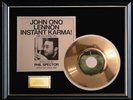 JOHN LENNON INSTANT KARMA 45 RPM GOLD METALIZED RECORD RARE FRAMED NON RIAA