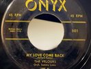 Soul Doo Wop R&B 45 The Velours My Love Come Back on Onyx HEAR