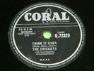 BUDDY HOLLY and THE CRICKETS : Think it over - Original 1958 UK Coral 78rpm 204