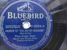 Pine Ridge Boys 78rpm Single 10-inch Bluebird Records #B-8854 Answer To.....