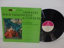 J.S. Bach 3 Cello Sonatas Paul Tortelier NM  1963 LP Erato STE 50166 Stereo ED 1