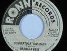 Northern Soul 45 BARBARA WEST Congratulations Baby RONN promo HEAR