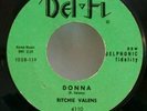Ritchie Valens Del-Fi 4110 DONNA / LA BAMBA (GREAT RARE GREEN LABEL 45) PLAYS VG