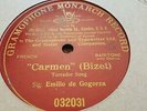 EMILIO DE GOGORZA CARMEN TOREADOR SONG GRAMOPHONE MONARCH 032031