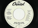 Modern Soul Boogie 45 - Beau Williams - All Because Of You - Capitol VG+ promo
