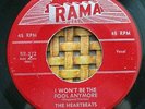 Hear Heartbeats 45 RPM on Rama 1957 I Won't Be the Fool Anymore (Doo Wop) VG+