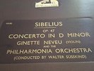 SIBELIUS CONCERTO IN D MINOR GINETTE NEVEU & PHILHARMONIA ORCHESTA HMV DB9007-10