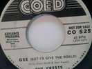 45 RPM DOO WOP, THE CRESTS, GEE / STEP BY STEP