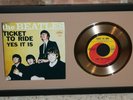 BEATLES GOLD RECORD Beautiful Framed Art Repro 45 GIFT Ticket to Ride Yes It Is