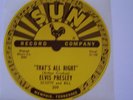 ELVIS PRESLEY 5 SUN 78 RPM RECORD LABELS THATS ALL RIGHT #209 LEWIS PERKINS