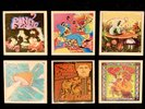 DIY 6 Handmade Ceramic Coasters LP Poster PSYCH PINK FLOYD ALICE IN WONDERLAND