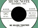 VIDELS We Belong Together / It's All Over 45rpm Musicnote 1962 Robert & Johnny