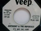 45 RPM N SOUL ANTHONY & THE IMPERIALS, IT'S NOT THE SAME / DOWN ON LOVE