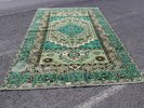 Large area rug. Handmade. Green color. dimensions: 6.5×10.9ft