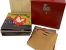 Vintage Record Album LP Storage Hard Case Carry Box w/Lock & Key With Records