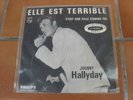 SP 45T JUKE BOX JOHNNY HALLYDAY Elle est terrible PHILIPS 373080 Encart original