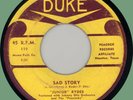 JUNIOR RYDER & PEACOCKS Sad Story / Better Stop 45rpm Duke 1954 Johnny Otis