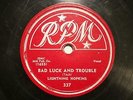 50'S BLUES LIGHTNIN' HOPKINS Bad Luck & Trouble RPM 337   VV-