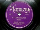 BILLIE HOLIDAY - WHEREVER YOU ARE/ ITS A SIN TO TELL A LIE EX ORIG 78 RPM RECORD