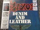 SAXON DENIM AND LEATHER HMV CENTENARY EXCLUSIVE RED & BLACK SPLATTER VINYL LP