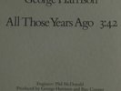 George Harrison All Those Years Ago 1981. Former Warner Rep, Never Played.