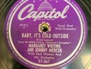 MARGRET WHITING JOHNNY MERCER BABY IT'S COLD OUTSIDE 78 RPM RECORD VG