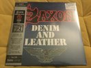 SAXON DENIM AND LEATHER HMV CENTENARY EXCLUSIVE RED BLACK SPLATTER VINYL LP