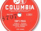 1952 FRANKIE YANKOVIC Polka 78 RPM Record. Tony’s Polka