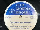 LILI KRAUS Play MOZART 2 LPS CLUB MONDIAL DU DISQUE CMD 345/379