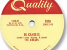 Super Rare 1958 The CRESTS Doo Wop 78 RPM Record. 16 Sixteen Candles