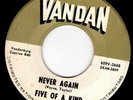 MOODY TEXAS GARAGE PUNK 45 - FIVE OF A KIND - NEVER AGAIN/ANOTHER GIRL - HEAR
